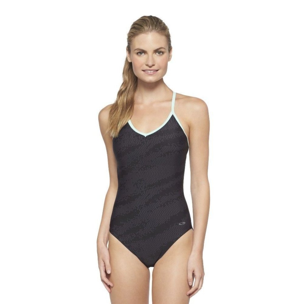 C9 by Champion Tank One Piece Swimsuit | Black + Mint NWOT